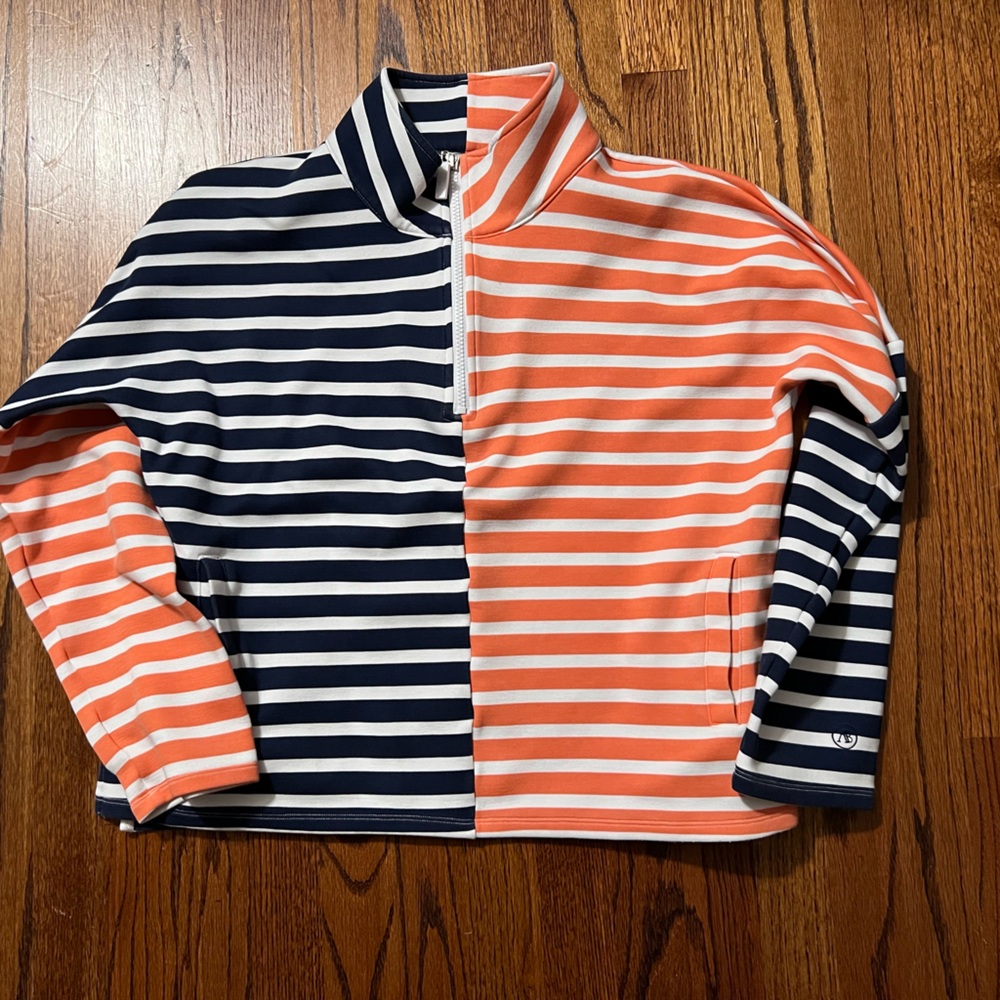 Addison Bay Varsity 1/4 zip sz large/Bucknell/ university of Illinois colors